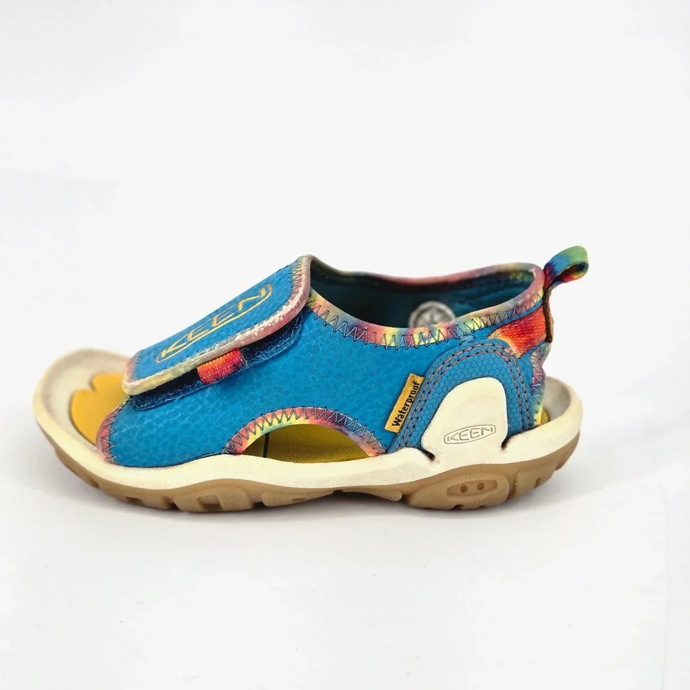 KEEN Kids Knotch River OT Blue Yellow Tie Dye Water Sandals Size 8 Toddler GUC